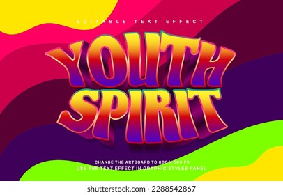 Youth spirit, groovy quote editable text effect template