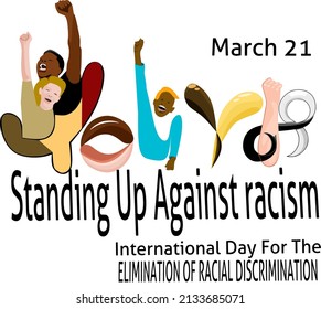 Youth Standing Up Against Racism Logo Design For International Day For The Elimination Of Racial Discrimination Campaign Illustration Vector