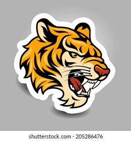 Youth sticker for your design. Roaring tiger's head  