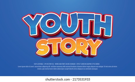 Youth story 3d style editable text effect