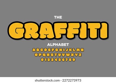 youth style graffiti  typeface. cute cartoon alphabet design. graffiti typography.