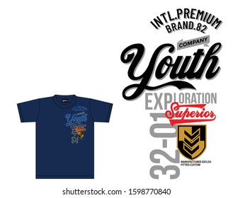 Youth style moving forward stylish t-shirt and apparel abstract design. Vector print, typography, poster. Global swatches.