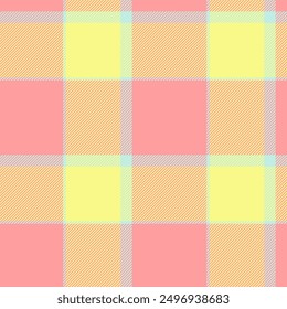 Textura de patrón textil juvenil, tartán a cuadros sin costuras. Fondo de tela de Vector a cuadros de costura en paleta de colores rojo y lima.