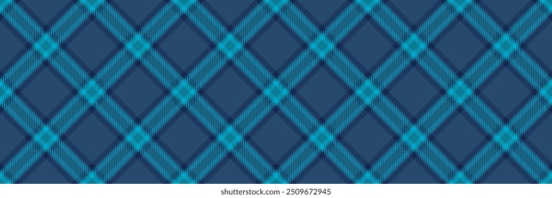 Youth vector background texture, custom fabric plaid seamless. Bandana tartan textile pattern check in blue and cyan colors palette.