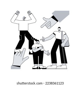 Youth violence abstract concept vector illustration. Gang violence, physical force, youth bullying, child abuse, cheering filming, school fight, teenager attack abstract metaphor.