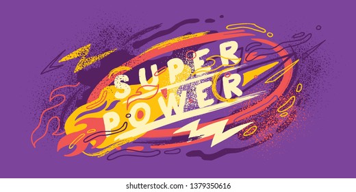 Youthful abstract background in hand drawn style with typography and various graphic elements. Vector illustration.