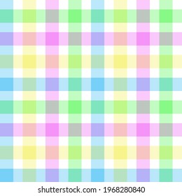 Youthful brightly coloured gingham. Seamless vector plaid pattern is pastel brights. Pretty tartan suitable for children’s fashion, home decor and stationary