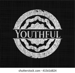 Youthful chalk emblem, retro style, chalk or chalkboard texture