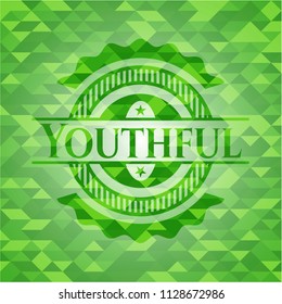 Youthful green emblem with mosaic background