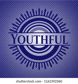 Youthful jean or denim emblem or badge background