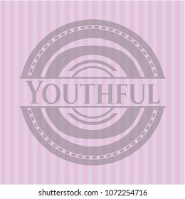 Youthful pink emblem. Vintage.