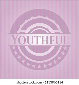Youthful pink emblem. Vintage.