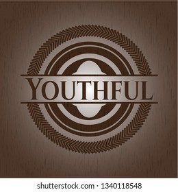 Youthful retro style wood emblem