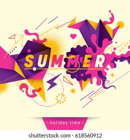 Youthful summer background, with abstract style design in intense colors. Vector illustration.