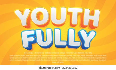 Youthfully text effect template with 3d style use for logo and business brand