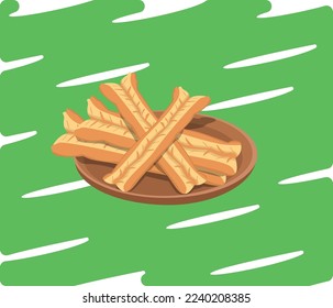 youtiao. Asian food isolated on white background, youtiao tradition chinese food, vector illustration