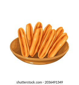 Youtiao Chinese cruller. Chinese deep-fried dough stick vector illustration.