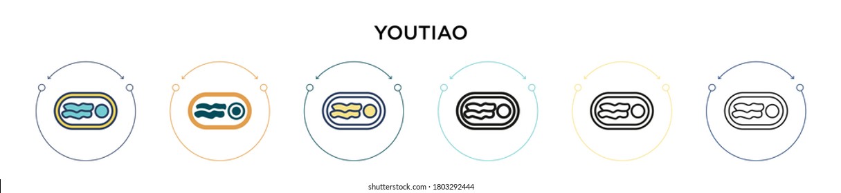 Youtiao icon in filled, thin line, outline and stroke style. Vector illustration of two colored and black youtiao vector icons designs can be used for mobile, ui, web