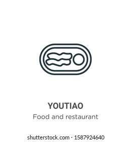 Youtiao outline vector icon. Thin line black youtiao icon, flat vector simple element illustration from editable food and restaurant concept isolated on white background