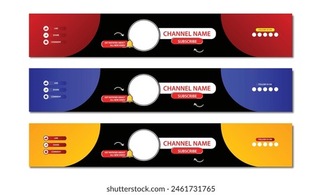 YouTube Banner Design with Red, Blue, and Yellow color combination