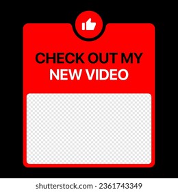 Youtube Banner. Video blog overlay banner. Check out my new video. Template for social media