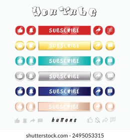 YouTube buttons in bright colors and a creative way