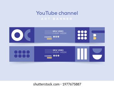 YouTube Channel Banner Art Design. Youtube Trendy Streaming Service Channel Banner Template. Vector, Illustration 