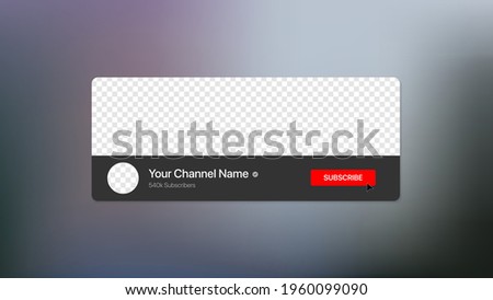 Youtube Channel Name Lower Third with Content Placeholder. Broadcast Banner for Video On Blurry Background. Placeholder for Channel Logo. Vector illustration