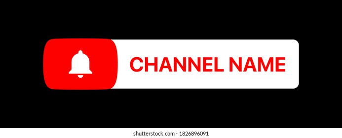 Youtube Channel Name Title With Subscribe Button. Social Media Vector Element On Black Background