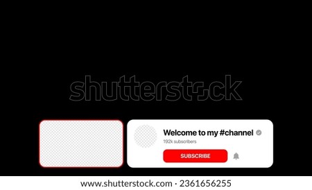 Youtube channel overlay banner with transparent background. Video blog banner. Welcome to my channel