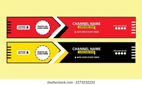 Youtube Channel Red Horizontal Cover. Banner with Nickname. The header for Social Media Account with Transparent Background. Vector illustration