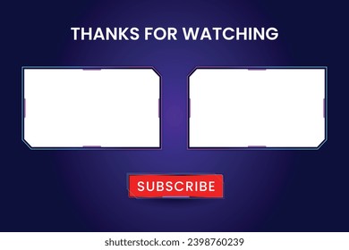 Youtube End Screen design, Youtube Video Template, background, Outro Card, endscreen, banner, channel. Social media design