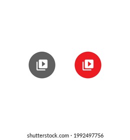 Youtube Library Video Streaming Button Icon Vector in Flat Design Style