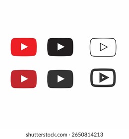Os logotipos do YouTube tocam variações de botões em estilos diferentes.