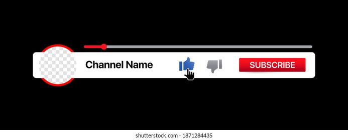 Youtube Lower Third. Social Media Broadcast Banner With Subscribe Button