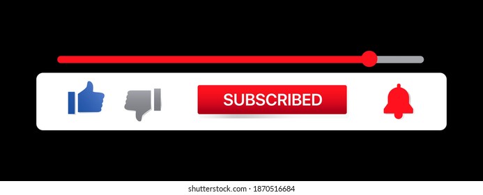 Youtube Lower Third. Subscribe Button. Like And Dislike Buttons. Vector Illustration On Black Background