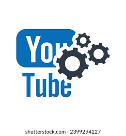YouTube Optimization Flat Blue Icon Isolate On White Background Vector Illustration | Seo Icons