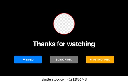 Youtube Packshot Template. Put Profile Logo Under Background. Like, Subscribe, Get Notified Buttons. Vector Wireframe