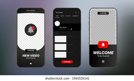 Youtube Promotion Stories Set. Social Media Banners With Transparent Background to Promote Your Blog. Vector Illustration