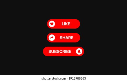 Youtube Red social media icon buttons Vector Illustration 