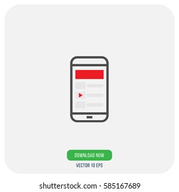 Youtube smart phone screen icon vector