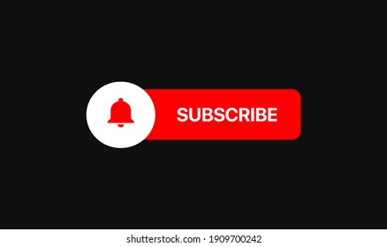 Youtube Subscribe Button With Bell Icon. Lower Third Vector Illustration On Black Background