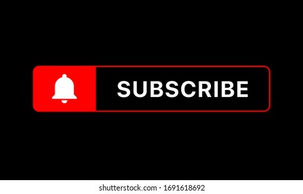 Youtube Subscribe Button. Youtube Lower Third. Youtube Bell Icon. Vector Illustration On Black Background