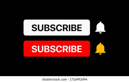 Youtube Subscribe Button. Youtube Lower Third. Youtube Bell Icon. Vector Illustration On Black Background