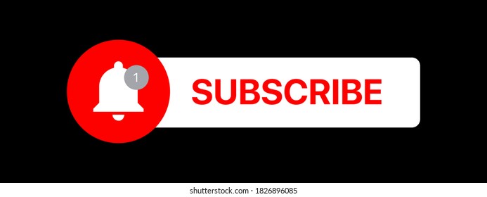 Youtube Subscribe Button Lower Third. Social Media Vector Element On Black Background