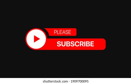 Youtube Subscribe Button Lower Third. Social Media Vector Element On Black Background