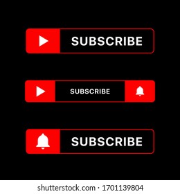 Youtube Subscribe Button Set. Youtube Lower Thirds. Vector Illustration On Black Background