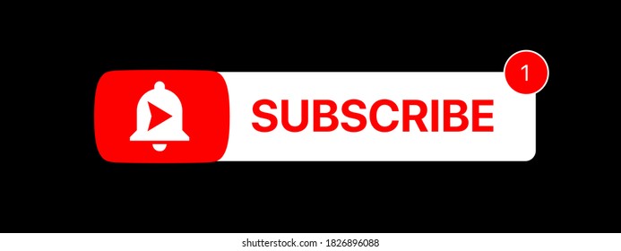 Youtube Subscribe Button. Subscribe Title. Social Media Vector Element On Black Background
