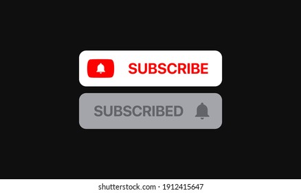 Youtube Subscribe social media element. subscribe and subscribed buttons