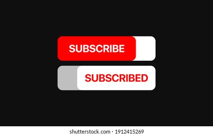 Youtube Subscribe switch control. Social media element. subscribe and subscribed buttons